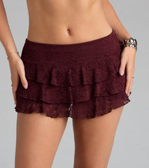 Charming Allure Drop Waist Tiered Lace Skort