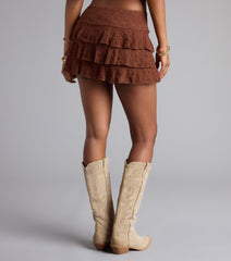 Charming Allure Drop Waist Tiered Lace Skort