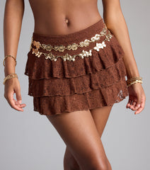 Charming Allure Drop Waist Tiered Lace Skort