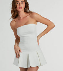 All The Likes Strapless Pleated Ponte Romper