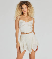 Boho-Chic Lace Hanky Hem Mini Skort