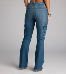 Cool Girl Cargo Mid Rise Flare Denim Jeans