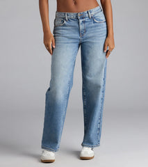 It's Giving Trends Mid-Rise Straight Leg Denim Jeans
