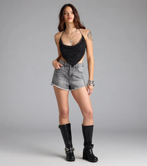 Cool Classic High-Rise Frayed Denim Shorts