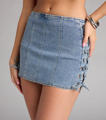 Tied And True Lace-Up Denim Mini Skort