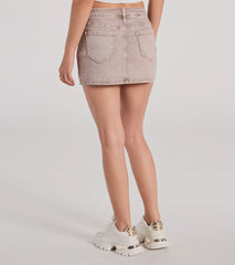 Keep It Cool Mid-Rise Acid-Wash Denim Skort