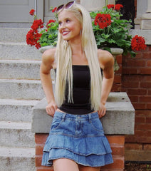 Daylight Darling High-Rise Ruffled Denim Skort