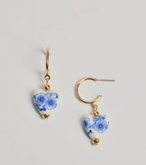 Adorably Dainty Ceramic Heart Small Hoop Earrings