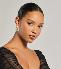 Luxe Shine Rhinestone Square-Shaped Drop Earrings