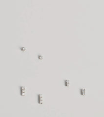 Delicate Glam Three Pack Stud Earrings