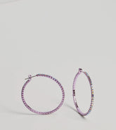 Glam Impression Rhinestone Hoop Earrings