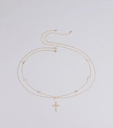 In Full Faith Cross Rhinestone Charm Belly Chain