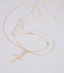 In Full Faith Cross Rhinestone Charm Belly Chain