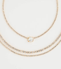 Chic Shine Rhinestone Layered Necklace