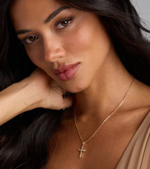 Divine Shine Cubic Zirconia Cross Necklace