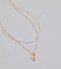 Dainty Heart Lock Charm Layered Necklace