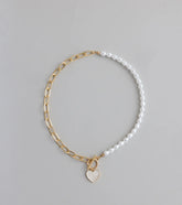 Trendy Charm Pearl Paperclip Chain Necklace