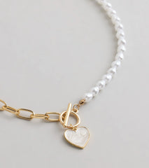 Trendy Charm Pearl Paperclip Chain Necklace