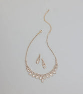Glam Marquise Rhinestone Necklace And Earrings Set
