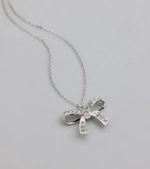 Simply Sparkling Rhinestone Bow Necklace