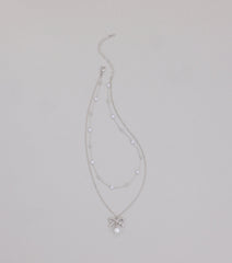 Sweet Trend Bow Pearl Layered Necklace