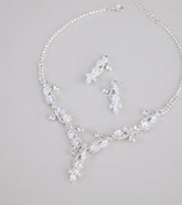 Statement Glow Rhinestone Necklace And Earrings Set