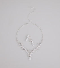 Statement Glow Rhinestone Necklace And Earrings Set