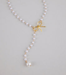 Pretty Please Bow and Pearl Necklace