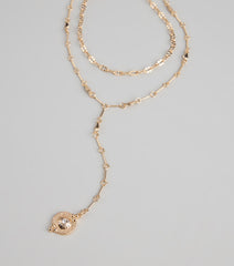 Polished Glow Layered Lariat Pendant Necklace