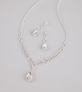 Crown Jewel Teardrop Necklace And Earrings Set