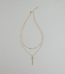 Glam Energy Layered Cross Chain Necklace