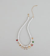 Sweet And Playful Charm Faux Pearl Necklace