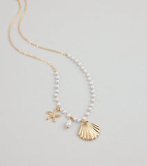 Seas The Day Pearl and Charm Statement Necklace