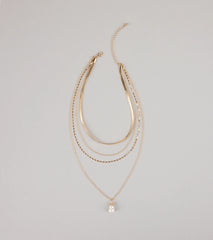 Layered Up Pearl Charm Chain Necklace