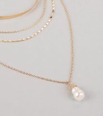 Layered Up Pearl Charm Chain Necklace