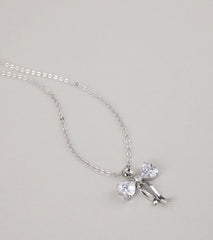Pretty And Polished Cubic Zirconia Bow Necklace