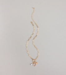 Good Luck Clover And Pearl Charm Necklace