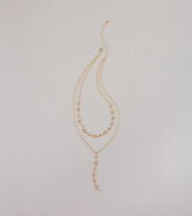 Charmed I'm Sure Clover Chain Lariat Necklace