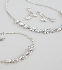 Shine Bloom Rhinestone Floral Jewelry Set