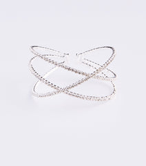 Memory Wire Rhinestone Cross Cuff