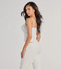 Sleeping In V-Neck Pointelle Pajama Crop Top