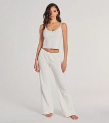 Sleeping In V-Neck Pointelle Pajama Crop Top