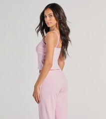 Sleeping In V-Neck Pointelle Pajama Crop Top