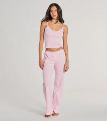 Sleeping In V-Neck Pointelle Pajama Crop Top