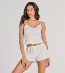 Sleeping In High Rise Pointelle Pajama Shorts