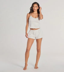 Sleeping In High Rise Pointelle Pajama Shorts
