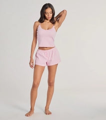 Sleeping In High Rise Pointelle Pajama Shorts