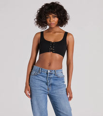 Casual With A Twist Sleeveless Lace-Up Crop Top