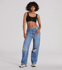 Casual With A Twist Sleeveless Lace-Up Crop Top