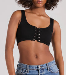 Casual With A Twist Sleeveless Lace-Up Crop Top